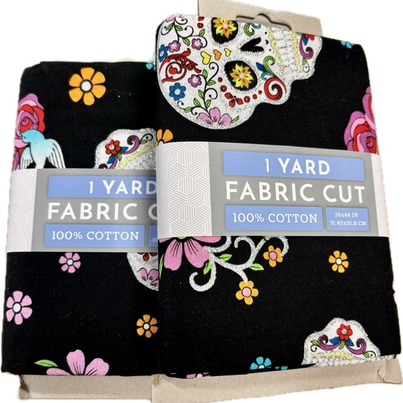 2-Day of the Dead 1 Yard Fabric Panels. - Picture 1 of 5